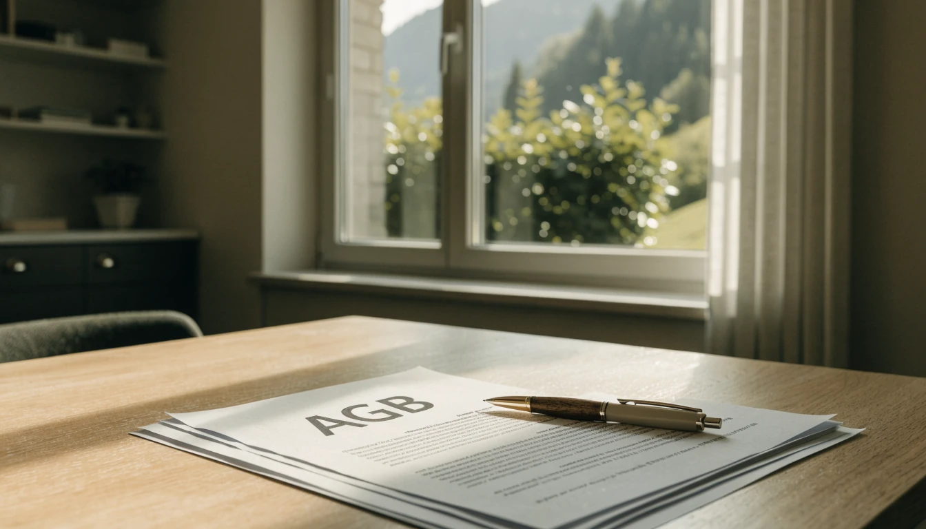 Schweizer Büro mit Rechtsdokumenten im natürlichen Licht